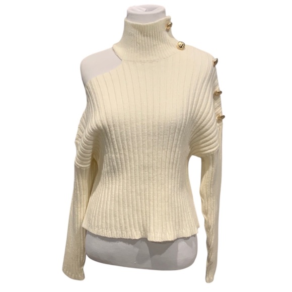 🆕 BALMAIN Cutout cropped turtleneck sweater🆕 - Picture 2 of 11